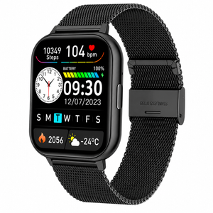Smart Watch Bluetooth Call Fitness Tracker Heart Rate Blood Oxygen Monitor Lcd Display Black Mesh