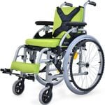 EQUIPMED Kids Premium Paediatric Wheelchair, Lightweight Aluminium, 22 Inch Wheels, 75kg Rated, Green