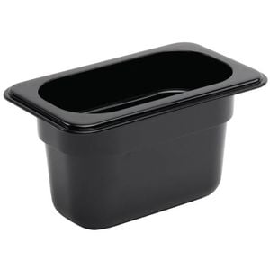 Vogue Gastronorm Container Food Pan Polycarbonate Black 1/9 Gn 100mm Deep Commercial Kitchen Storage