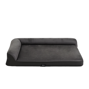 Petzly Dog Bed with L-Shaped Bolsters Removable Washable Cover Grey Large
