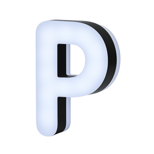 Lit Up 3D Led Letter P Illuminated Opal Acrylic 100mmHx92mmWx23mmD