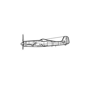 Ignite Laser Focke-Wulf Ta 152 H-1 - High-Altitude Fighter Aircraft Silhouette Metal Wall Art Coated Black 47 inch - 120 cm