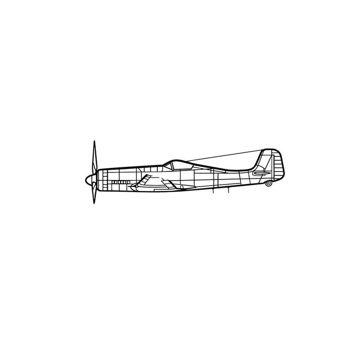 Ignite Laser Focke-Wulf Ta 152 H-1 - High-Altitude Fighter Aircraft Silhouette Metal Wall Art Coated Black 47 inch - 120 cm