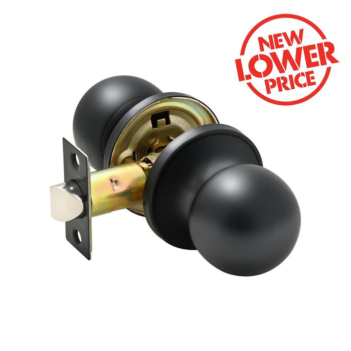 Ikonic Black Matte Ruby Passage Knob Set - 4 Pack