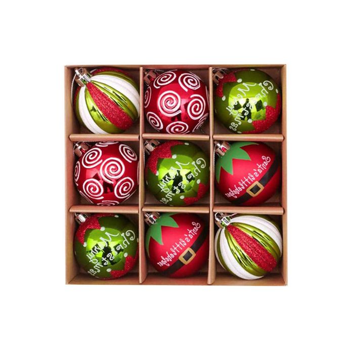 Catzon 9 Pcs Christmas Balls 6CM Shatterproof Ornaments for Home Party Holiday-Set 7