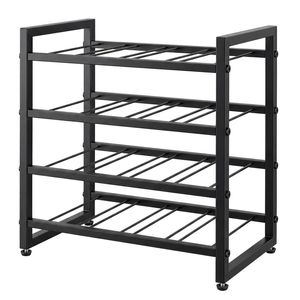 Levede 16-Bottle Wine Rack Metal Frame with Adjustable Feet for Bar Black