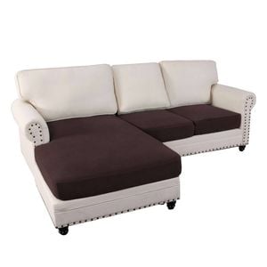 Smarcute L-shaped Sectional Sofa Covers Couch Lounge Cushion Cover (seat Only: 1 Chaise + 2 Seat Cover, Brown)