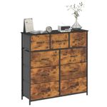 Advwin 9 Chest Of Drawers Tallboy Storage Cabinet Tower Dresser Storage Unit Walnut