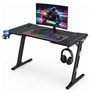 Viviendo Gaming Desk Office Table Desktop with LED light & Effects 1.4M Black
