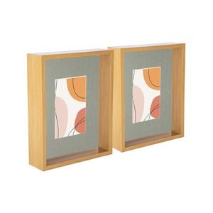 Nicola Spring 3D Deep Box Photo Frames - 8 x 10" with 4 x 6" Mount - Light Wood - Pack of 5