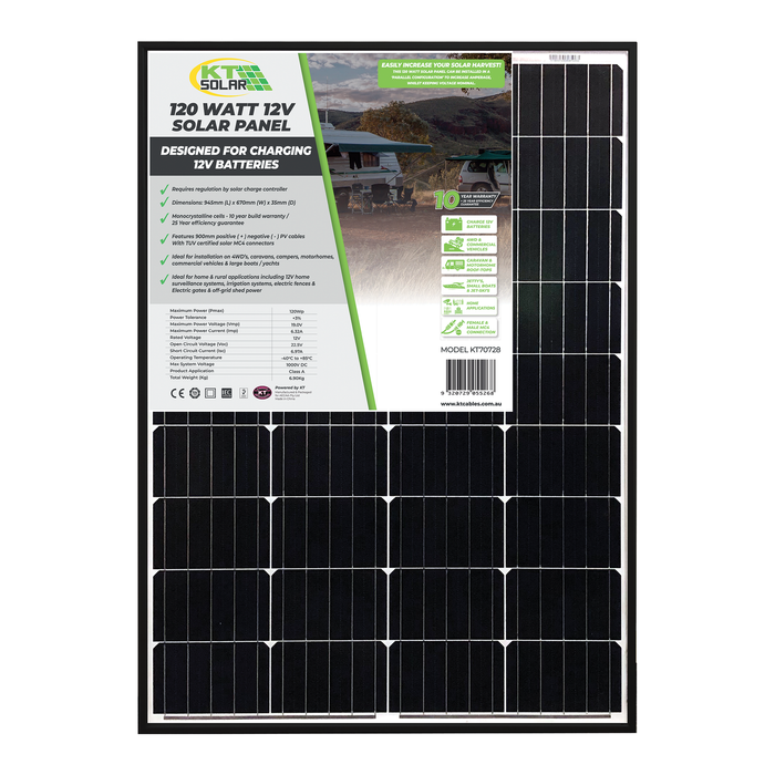 KT Solar 12V 120W Monocrystalline Solar Panel