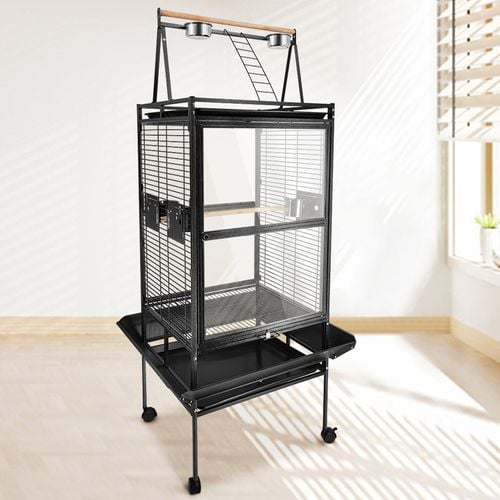 Taily Acrylic Bird Cage 173cm Large Pet Cages Parrot Aviary Stand Alone Budgie Perch Castor Black