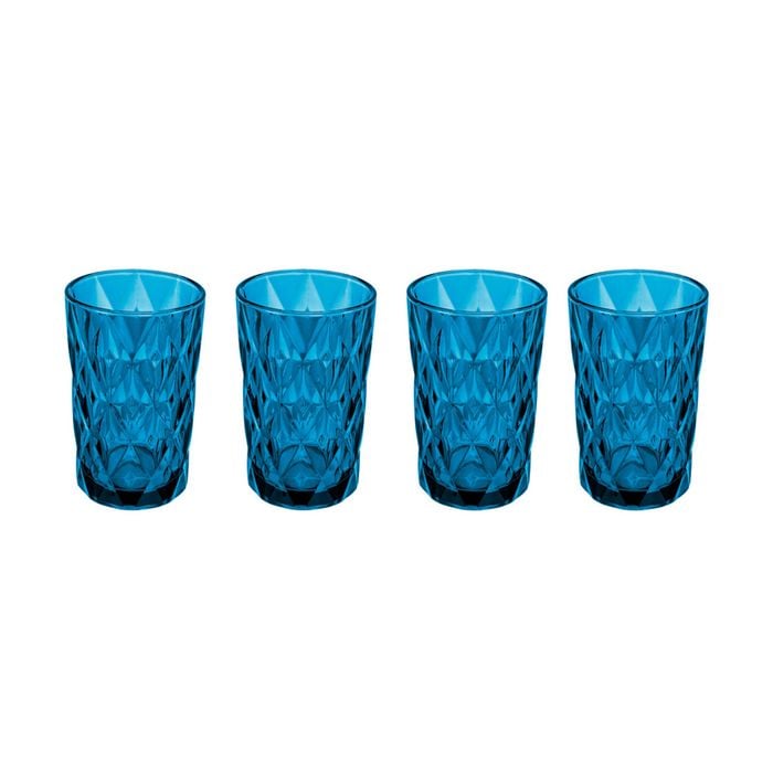 4pk Casa Domani Deanna Highball High Quality Highball Glasses  - Blue