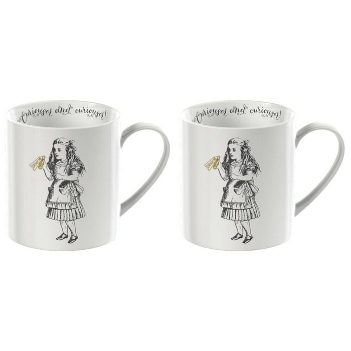 2pk Mikasa X V & A Alice In Wonderland Coffee Drinking Mug Alice 350ml