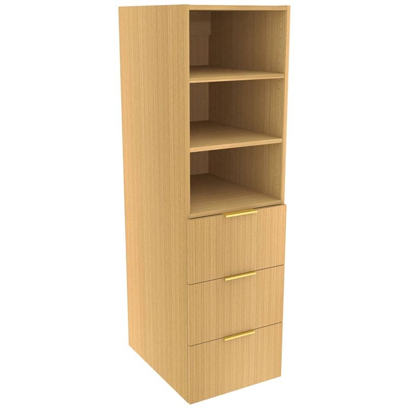 Lugna 1536 x 450 x 580mm Sand Ready to Assemble Robe Insert 2 Shelf 3 Drawer Unit