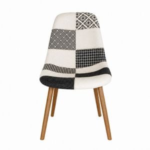 SK Designer Living | Replica Eames DSW Hal Inspired Chair | Fabric & Walnut - Multicoloured V3