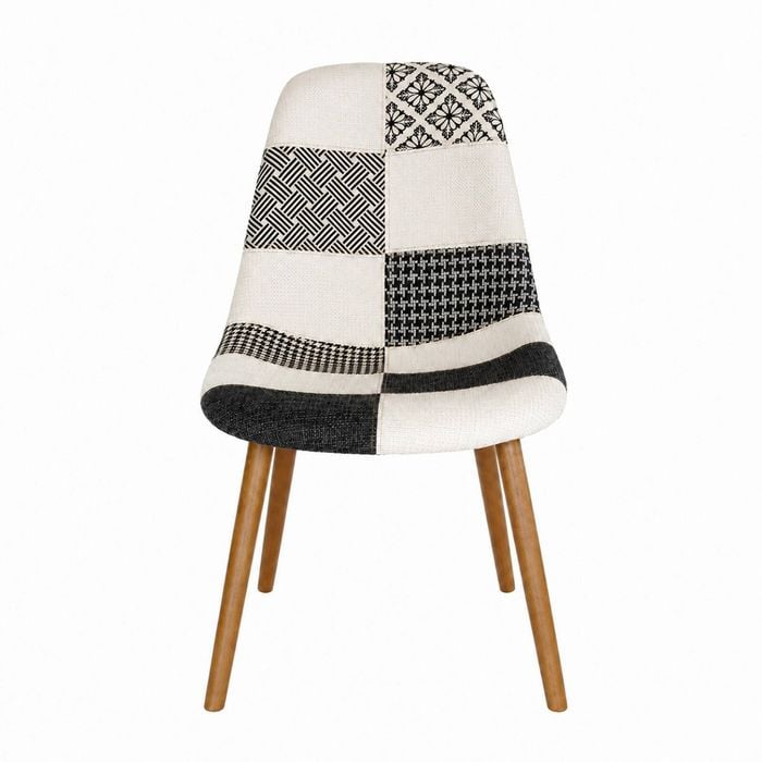 SK Designer Living | Replica Eames DSW Hal Inspired Chair | Fabric & Walnut - Multicoloured V3