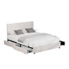 Oikiture Bed Frame Queeen Size Headboard Beds with 4 Storage Drawers Beige
