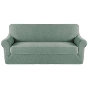 Smarcute 3 Seater 2-Piece Spandex Stretch Anti-Slip Sofa Cover Sage