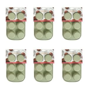 6x 6pc Topchef Silicone Heat Resistant Large Muffin Tray 28x18cm Assorted