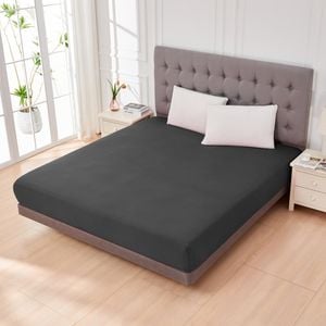 LINENOVA Deep Pocket Ultra-Soft Microfibe Fitted Sheet - King Single, Dark Grey