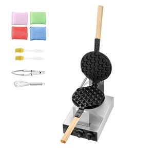 Vevor 1400w Commercial Bubble Waffle Maker Silver Non-stick Stainless Steel 180° Rotatable