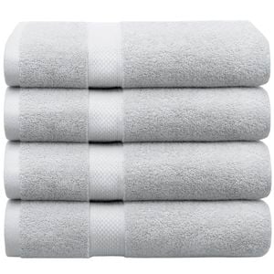 LINENOVA 4PCS 100% Cotton Extra Large Soft Bath Towels Sheets Set - Silver
