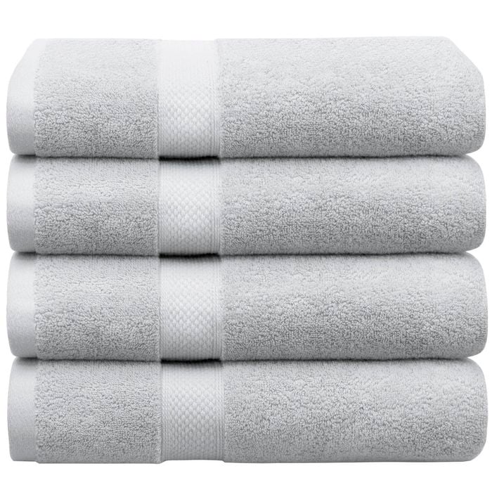 LINENOVA 4PCS 100% Cotton Extra Large Soft Bath Towels Sheets Set - Silver
