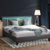 Oikiture Grey Fabric Bed Frame LED RGB - Double