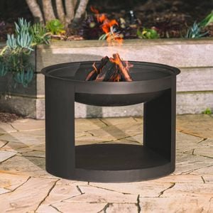 Mimosa 71 x 55cm Rhone Dark Grey Steel & Timber Fire Pit With Lid