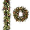 Catzon Christmas Garland + Wreath Lighted Crestwood Spruce