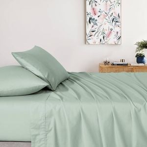 Gioia Casa 100% Vintage Washed Cotton Sheet Set with 1 Pillowcase - Sage - Single