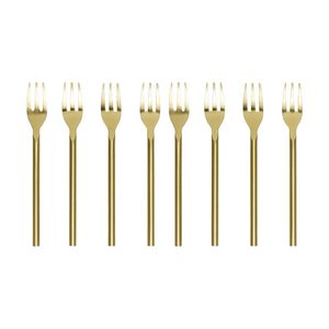 2x 4pc Ecology Apostle Cake Forks Set Gold 13cm Stainless Steel Enamel