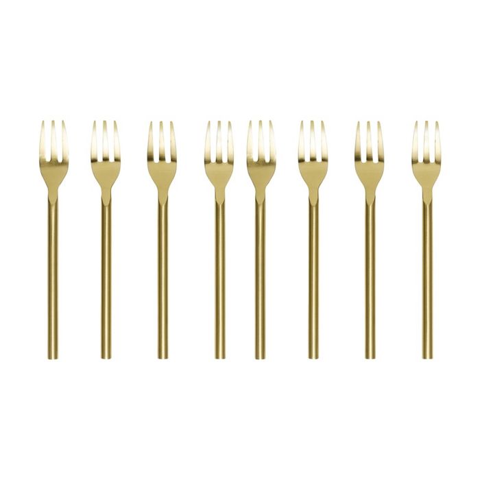 2x 4pc Ecology Apostle Cake Forks Set Gold 13cm Stainless Steel Enamel