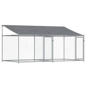 vidaXL Dog Cage with Roof and Doors Kennel Animal House Grey Galvanised Steel 4x2x2 m