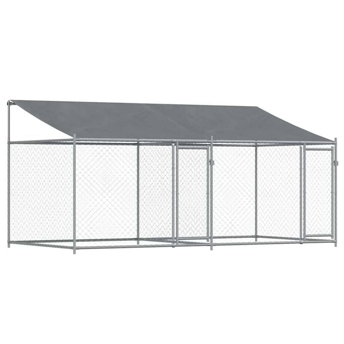 vidaXL Dog Cage with Roof and Doors Kennel Animal House Grey Galvanised Steel 4x2x2 m