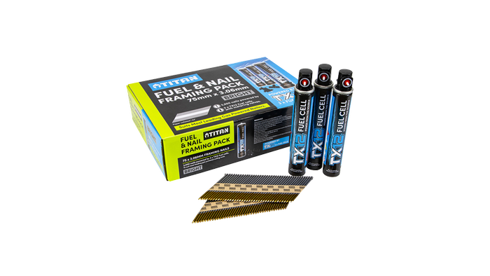 Titan 75 x 3.06mm Bright Steel Collated Framing Nails Gas Pack - 3000 Box