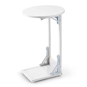 ZUNI C-Shaped End Table Foldable Side Coffee Table for Living Room White