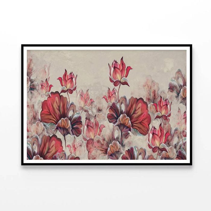 Painted Leaves & Water Lilies  Print 100% Australian Made 90x60cm  (Poster)