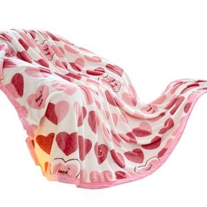 Catzon 100x150cm Throw Blanket For Couch Cozy Fleece Flannel Blanket Machine Washable-pink Heart