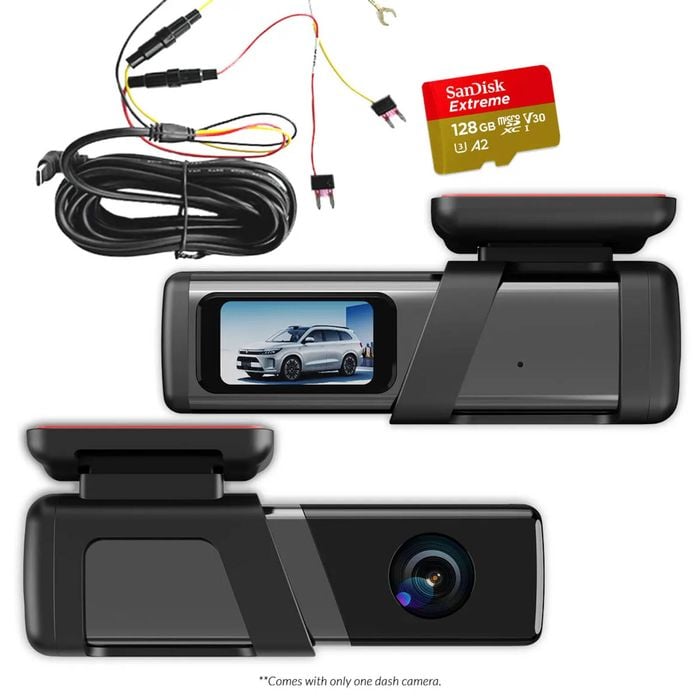 Elinz Single Lens 4K Dash Cam 1.47" Screen WiFi App Control Supercapacitor Compact Car DVR 128GB U3 Hardwire Kit