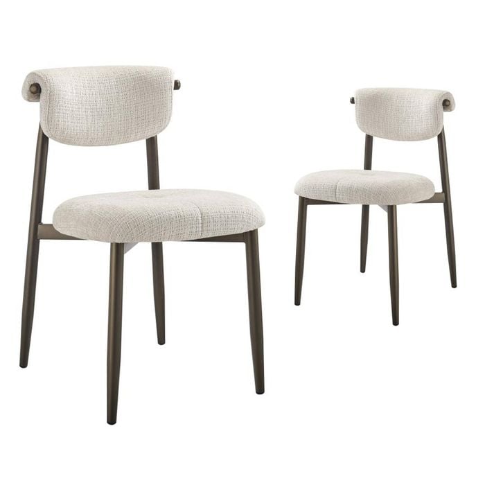 Sanya Dining Chairs Pair (set Of Two) Natural And Bronze