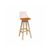 Olg Luna Bar Stool Oak Legs White Shell Sunset Orange Seat Pad