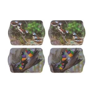 2x 2pc Ashdene Aus Small Birds Scatter Tray Set Serveware Finch Animal Art