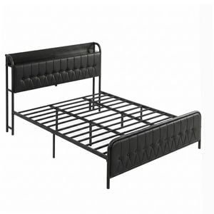 Artiss King Bed Frame Storage Headboard Charging Station Black