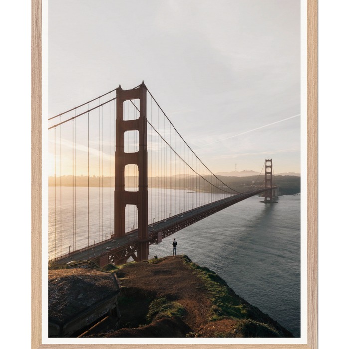 Galrie Golden Gate Bridge at Sunset - Captivating Landscape Art Photography Print, Wood Frame, A1 60 x 84cm (23 x 33inch)
