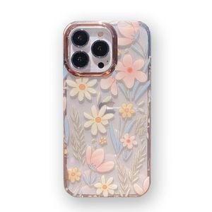 Shockproof Case Glitter Flower Floral Bling Cover - For Apple iPhone 12 Pro Max (Pink)