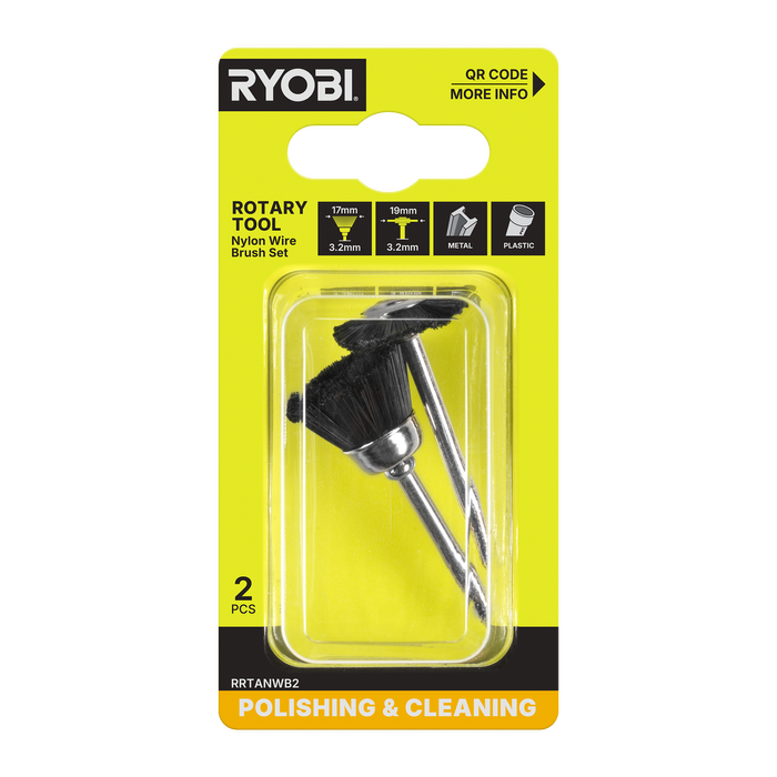 Ryobi Rotary Tool Nylon Wire Brush 2-Piece Set