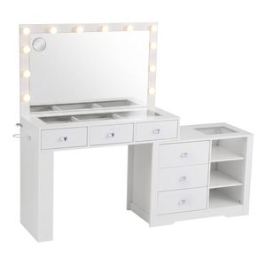 Artiss Dressing Table Charging Station Glass Top White