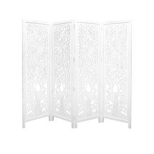 Life Dig 4 Panel Room Divider Screen Privacy Shoji Timber Wood Stand - White